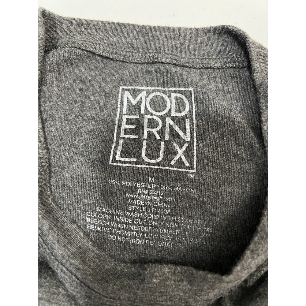 Modern Lux Women's Let's Wine About It Charcoal Grey Tee T-Shirt Top Size M - Picture 3 of 6
